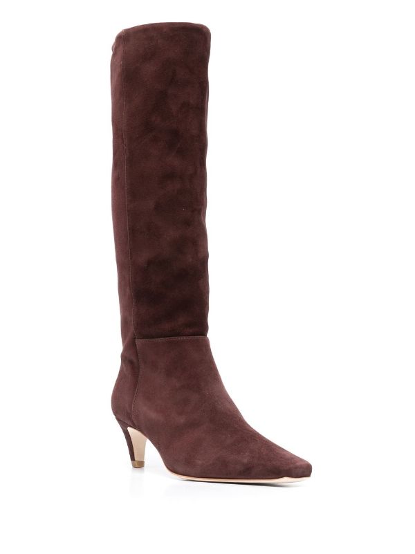 Maroon suede hot sale knee high boots