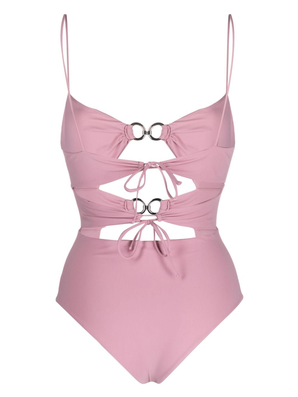 Shop Nensi Dojaka Ring-embellished Cut-out Swimsuit In Rosa