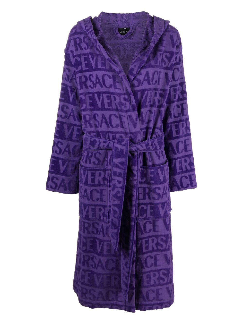 VERSACE LOGO TOWELLING BELTED ROBE