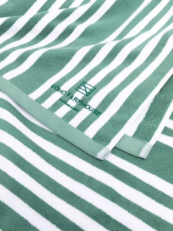Soho Home embroidered-logo Cotton Pool Towel Green FARFETCH IN