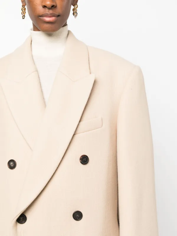 x Hailey Bieber Virgin Wool Coat Neutrals FARFETCH SG