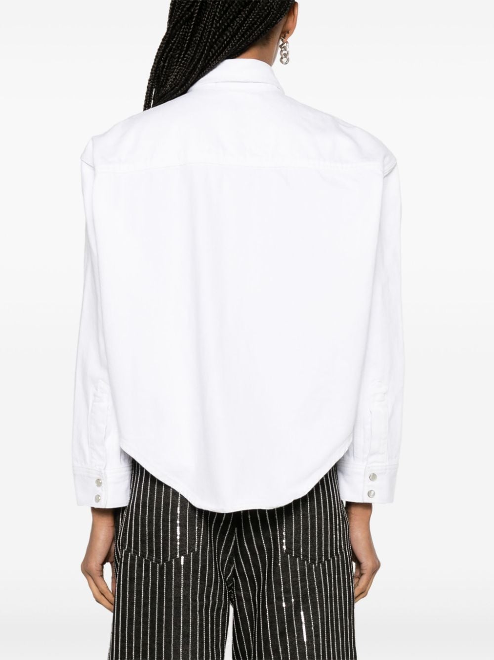Shop Wardrobe.nyc Cropped Denim Jacket In White