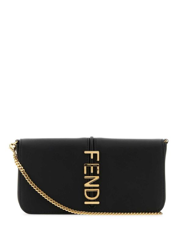 FENDI フェンディグラフィ レザークラッチバッグ | ブラック | FARFETCH JP