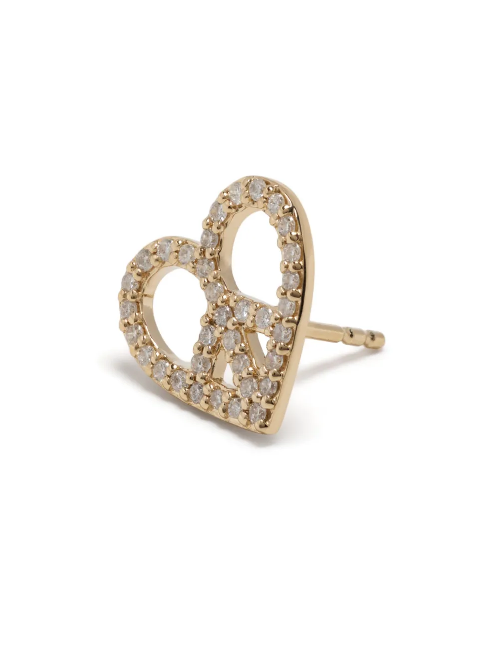 Shop Sydney Evan 14kt Yellow Gold Peace Heart Diamond Earring