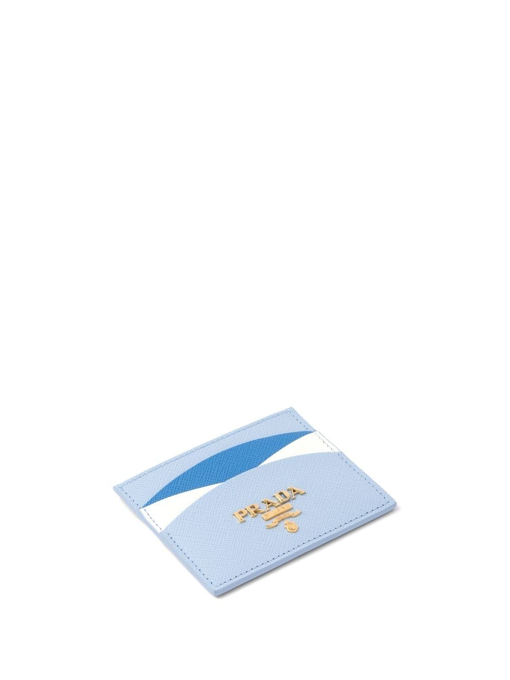 Shop Prada Logo Plaque Cardholder In Blue