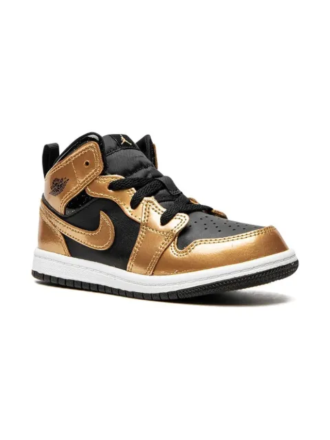 Jordan Kids Jordan 1 Mid SE  "Black/Metallic Gold" sneakers