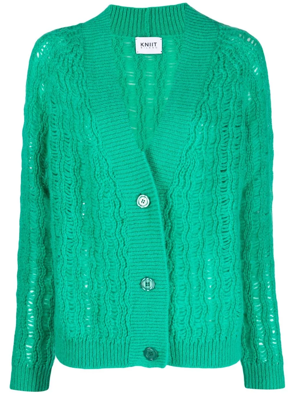 

KNIIT MILANO pointelle-knit V-neck cardigan - Green