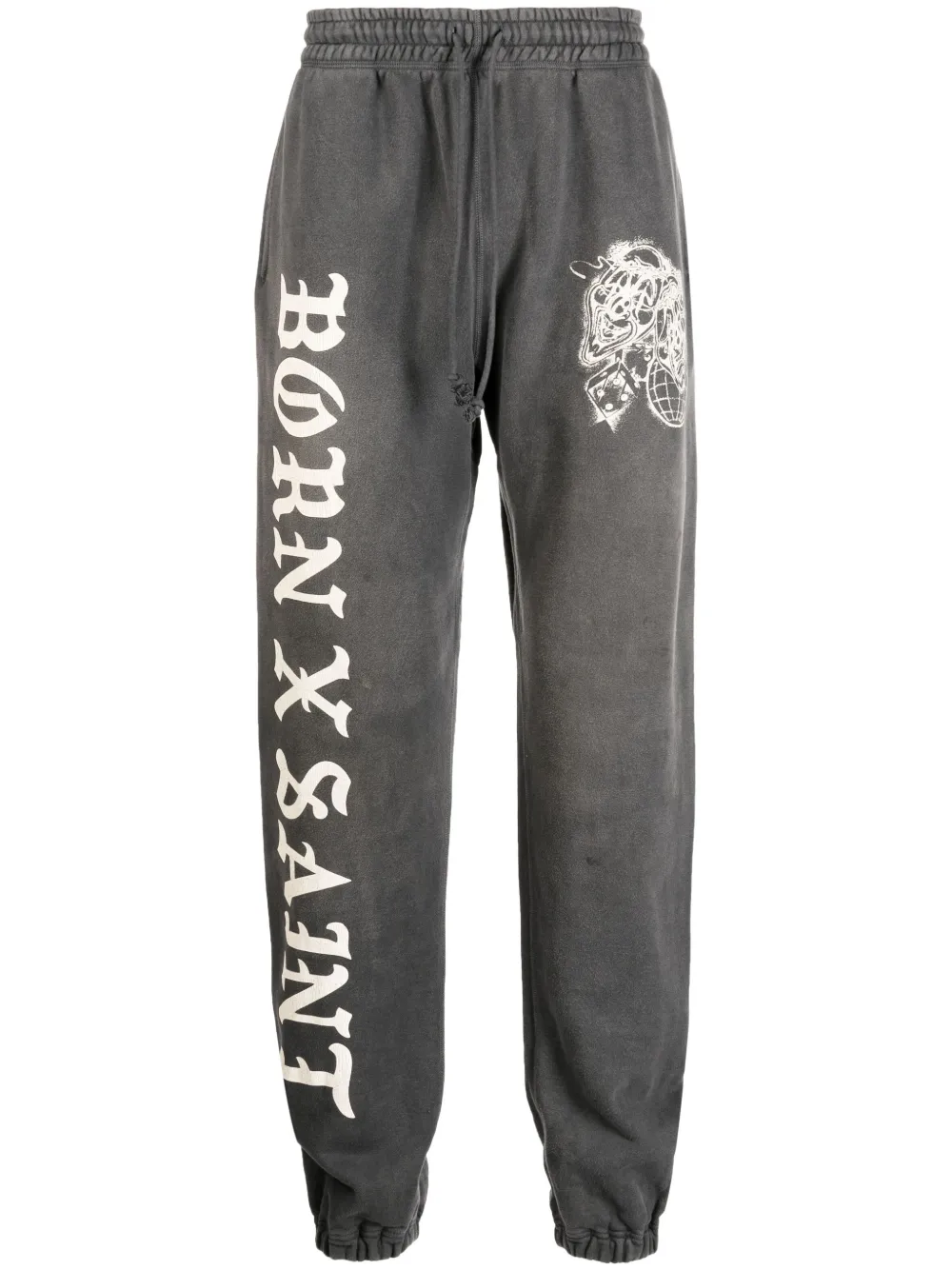 Born X Raised Tapered Printed Cotton-jersey Sweatpants In Black