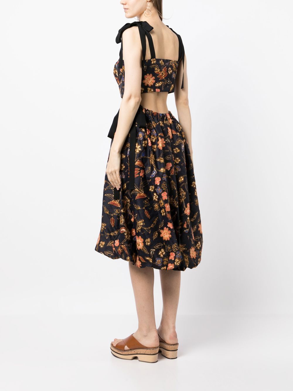 Shop Ulla Johnson Floral-print Cut-out Detail Dress In Blau