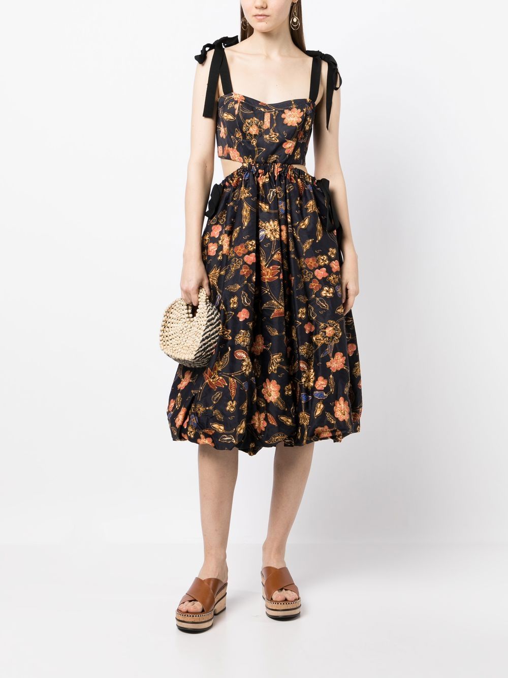 Shop Ulla Johnson Floral-print Cut-out Detail Dress In Blau