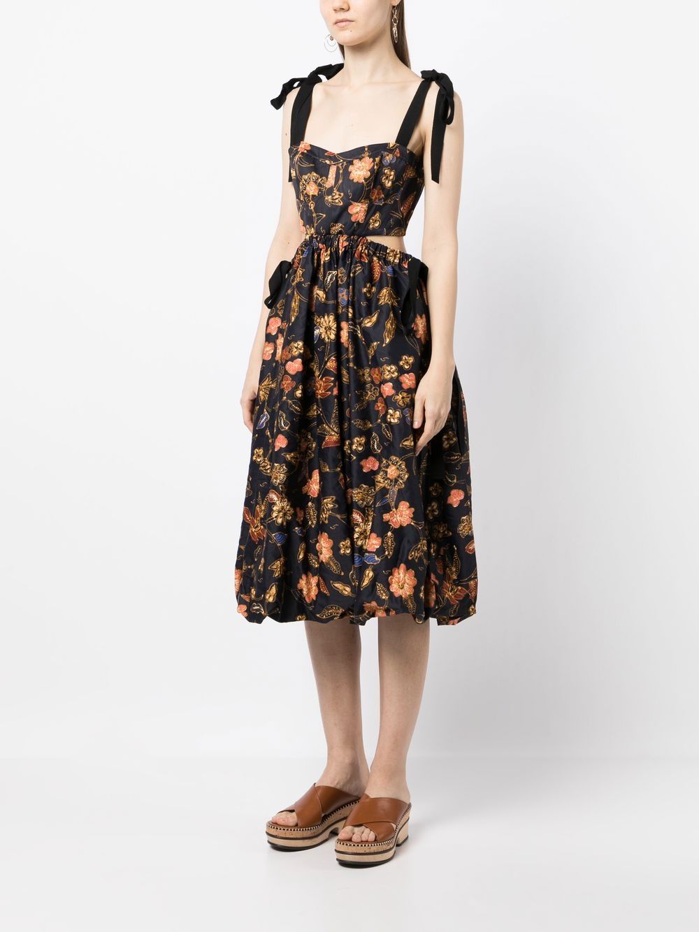 Shop Ulla Johnson Floral-print Cut-out Detail Dress In Blau