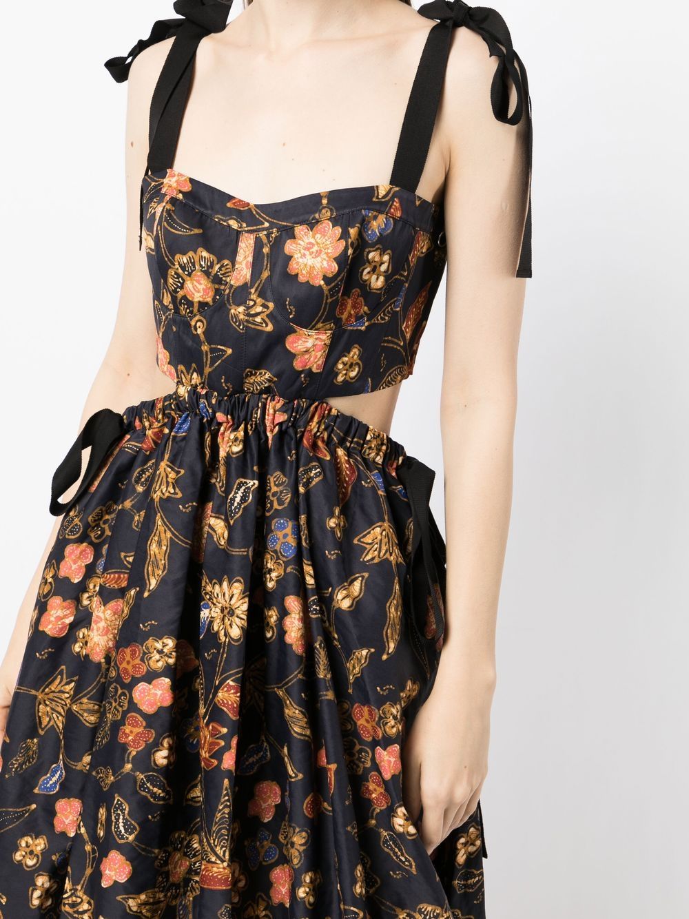 Shop Ulla Johnson Floral-print Cut-out Detail Dress In Blau