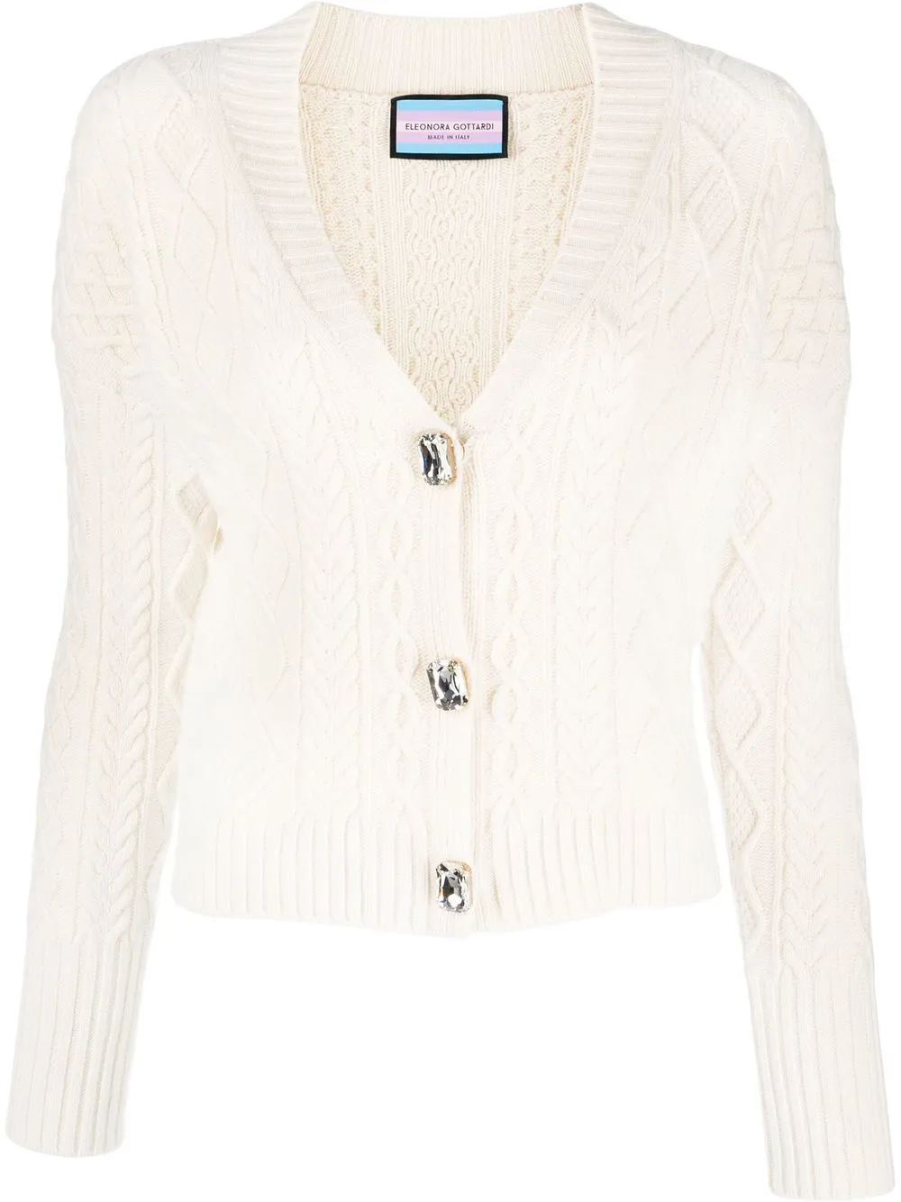 

Eleonora Gottardi embellished cable-knit cardigan - Neutrals