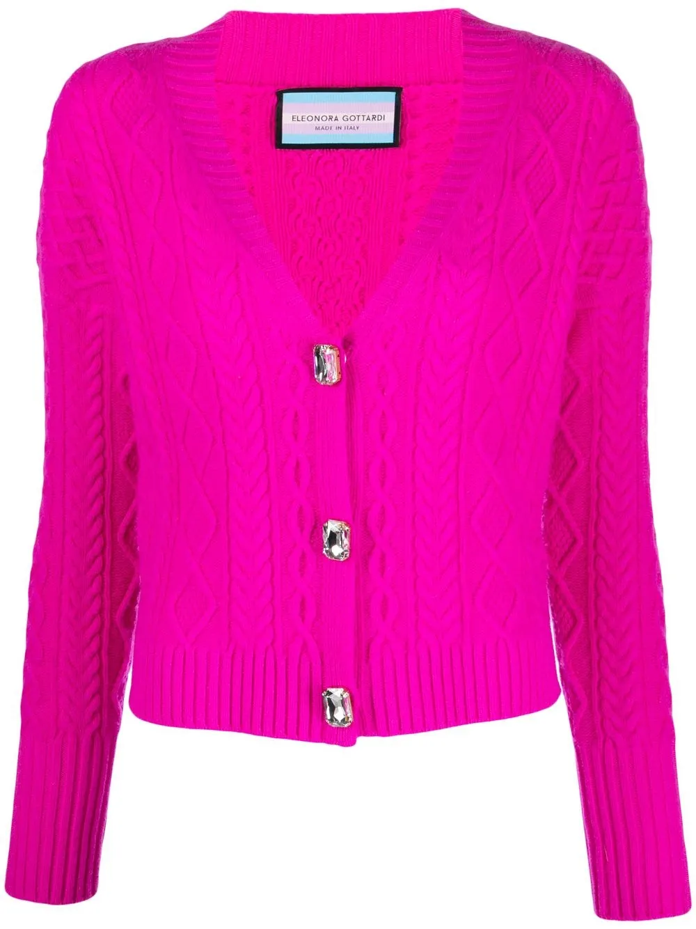 

Eleonora Gottardi embellished cable-knit cardigan - Pink