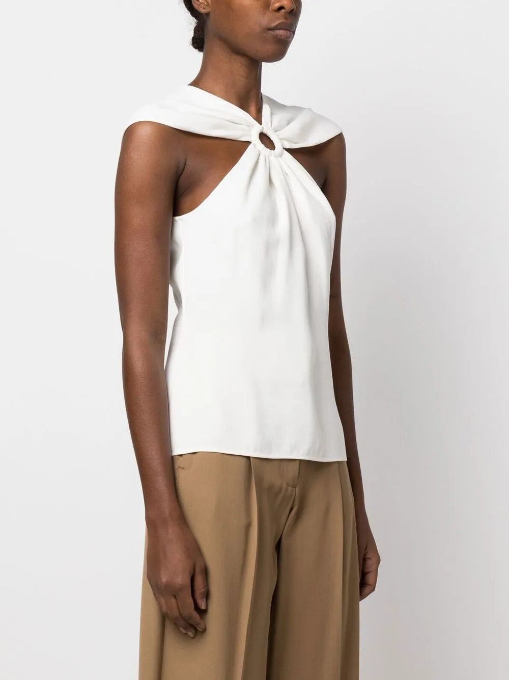 Stella Mccartney Ring-hardware Cold-shoulder T-shirt In White