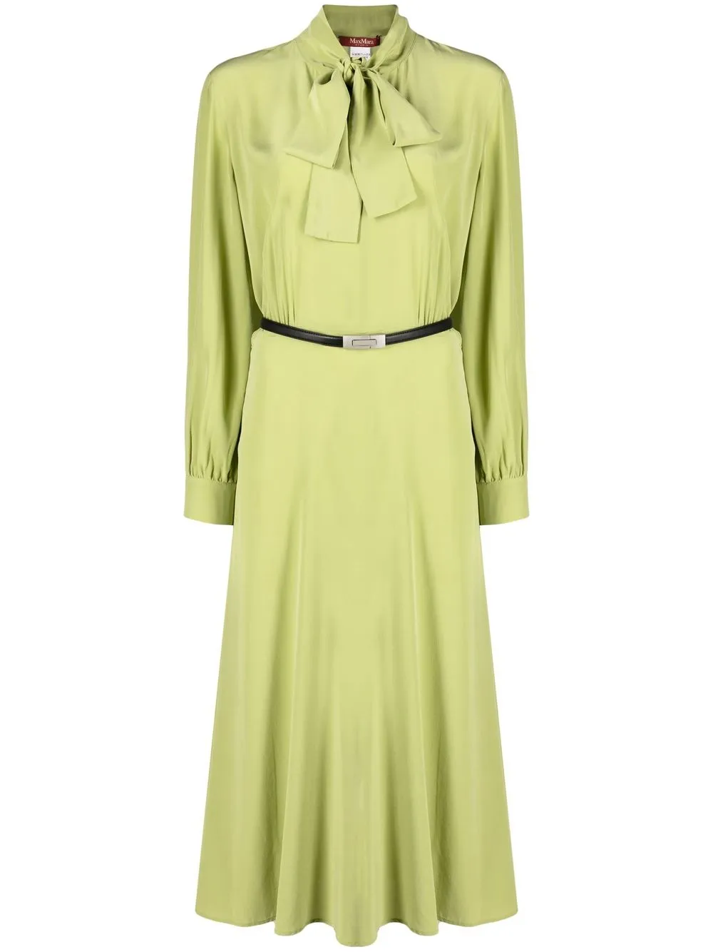 

'S Max Mara silk pussybow midi dress - Green