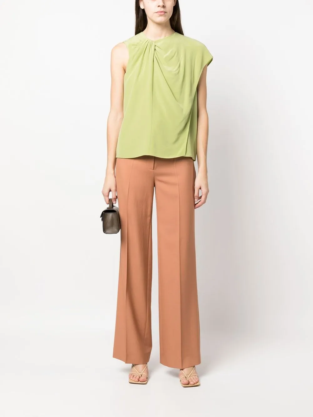 Shop 's Max Mara Asymmetric-sleeve Silk T-shirt In Green