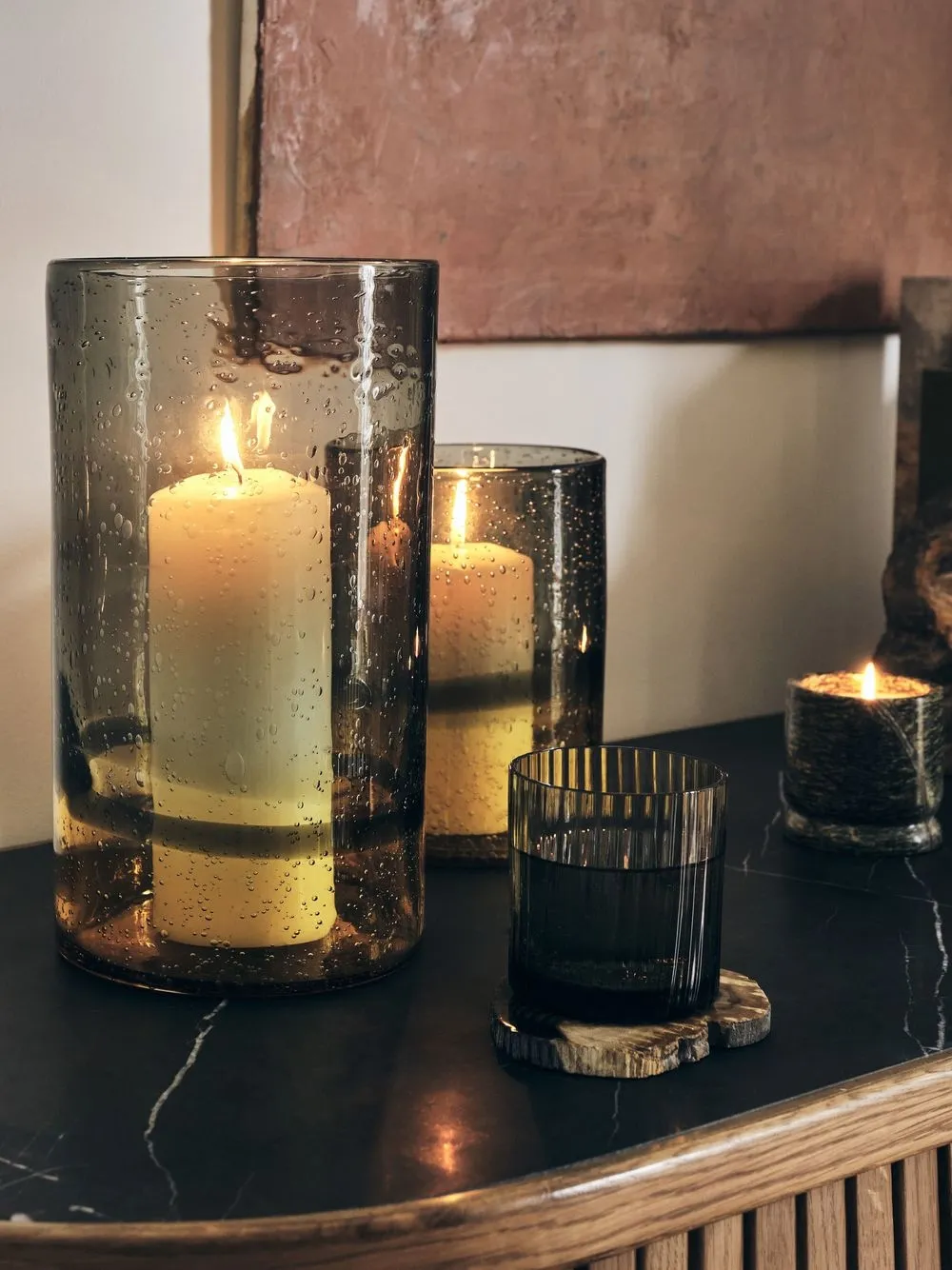 Soho Home Balfern Petrified Wood Coaster In 黑色