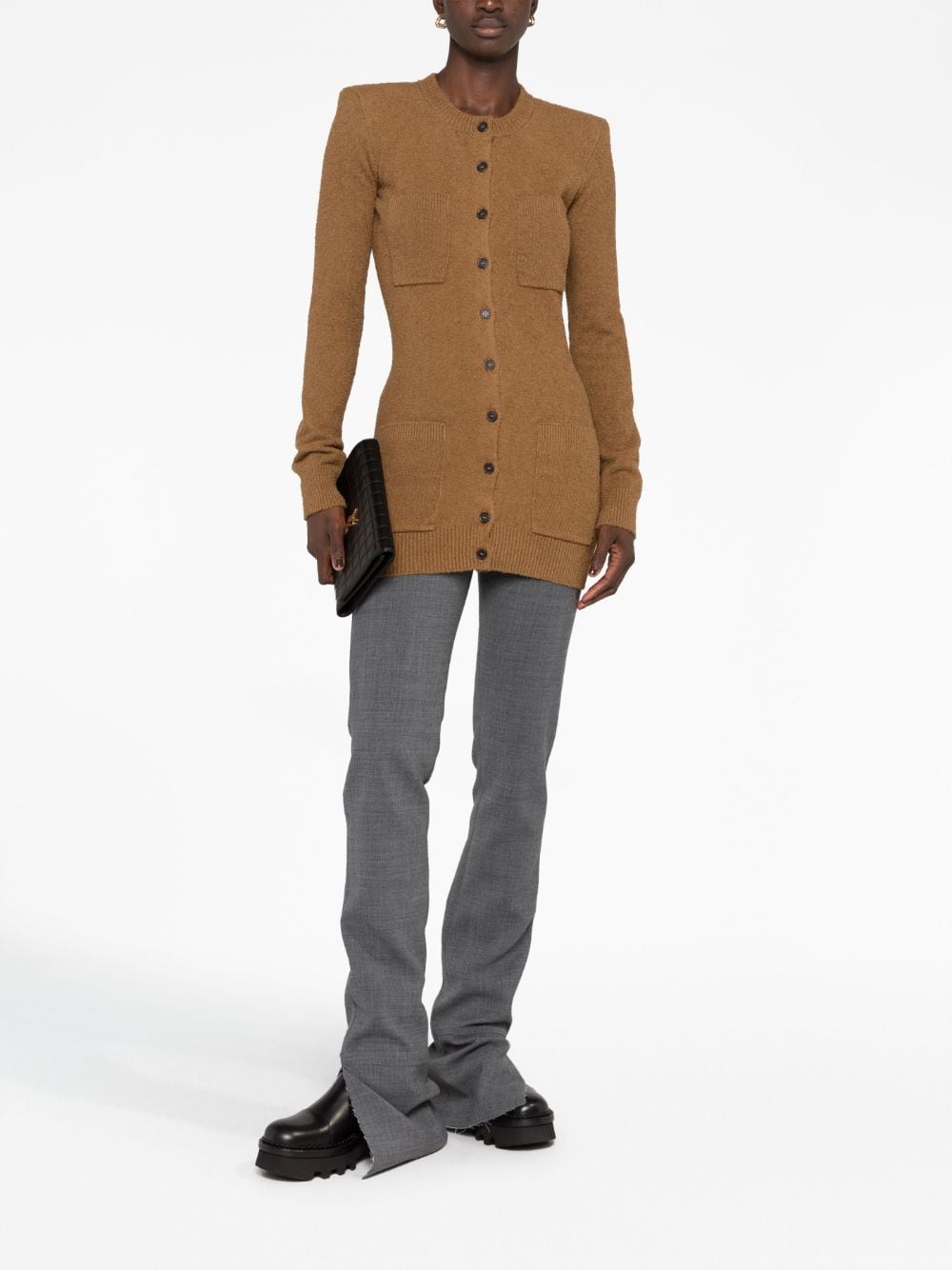 Shop Wardrobe.nyc Crew-neck Knitted Cardigan In Brown
