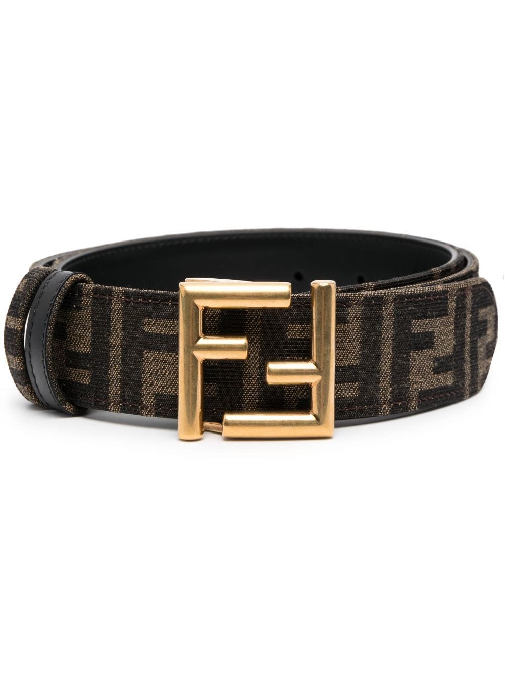 monogram-print logo-buckle belt