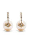 Sydney Evan 14kt yellow gold Evil Eye pearl and diamond earrings