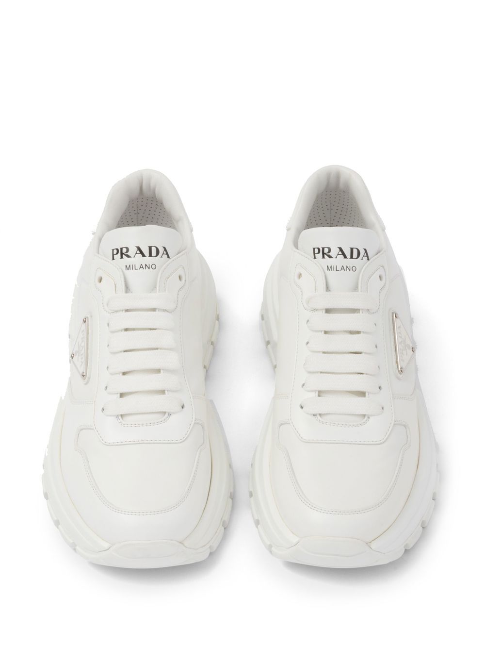 PRADA TRIANGLE-LOGO LACE-UP SNEAKERS 