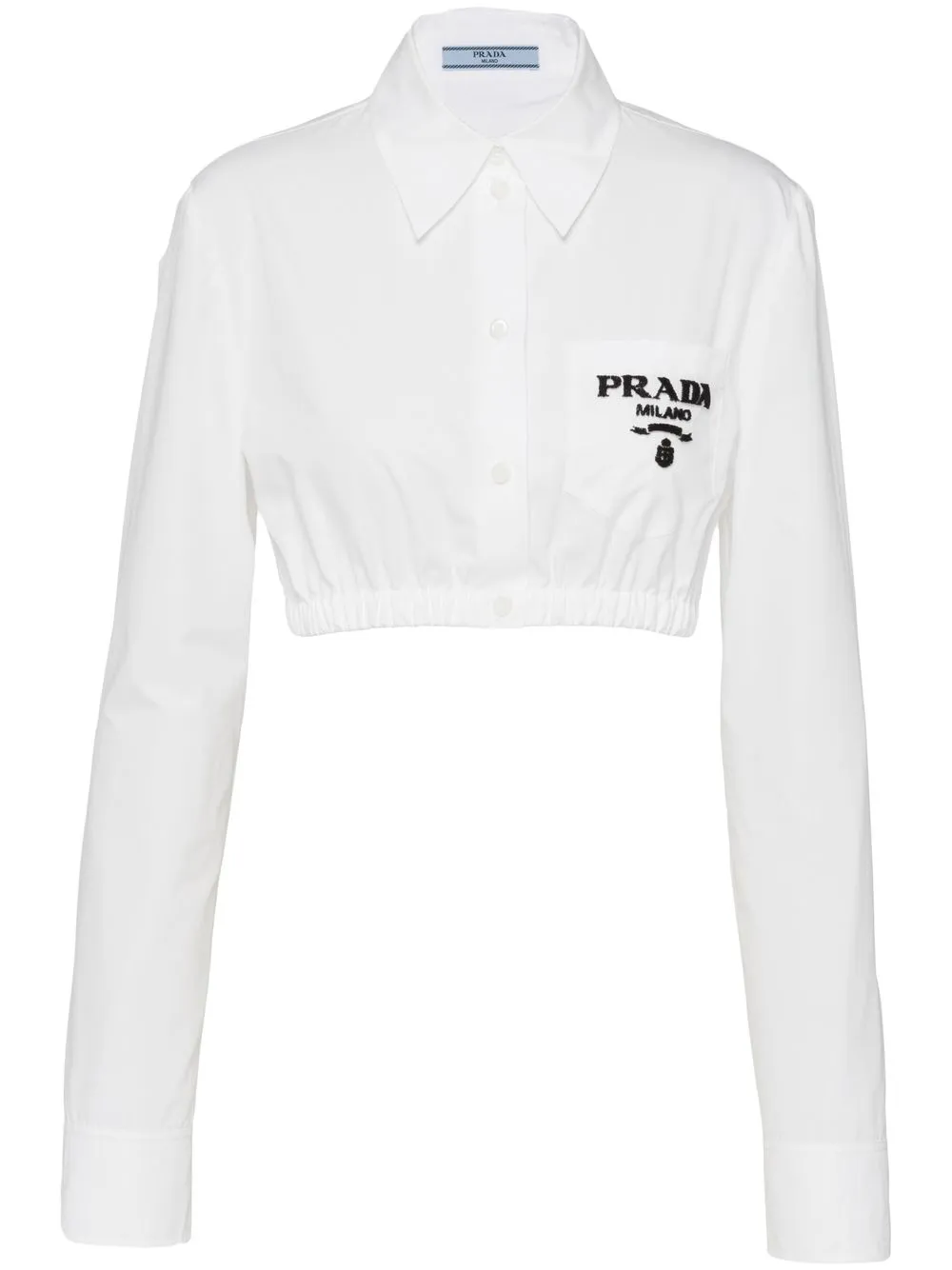 

Prada embroidered-logo cropped shirt - White