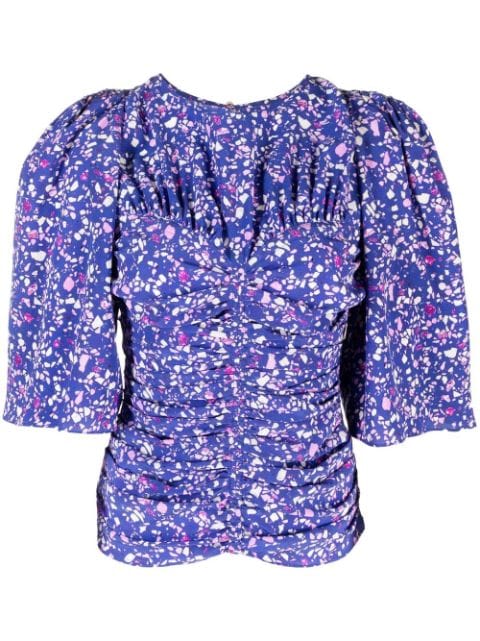 ISABEL MARANT speckle-print ruched blouse