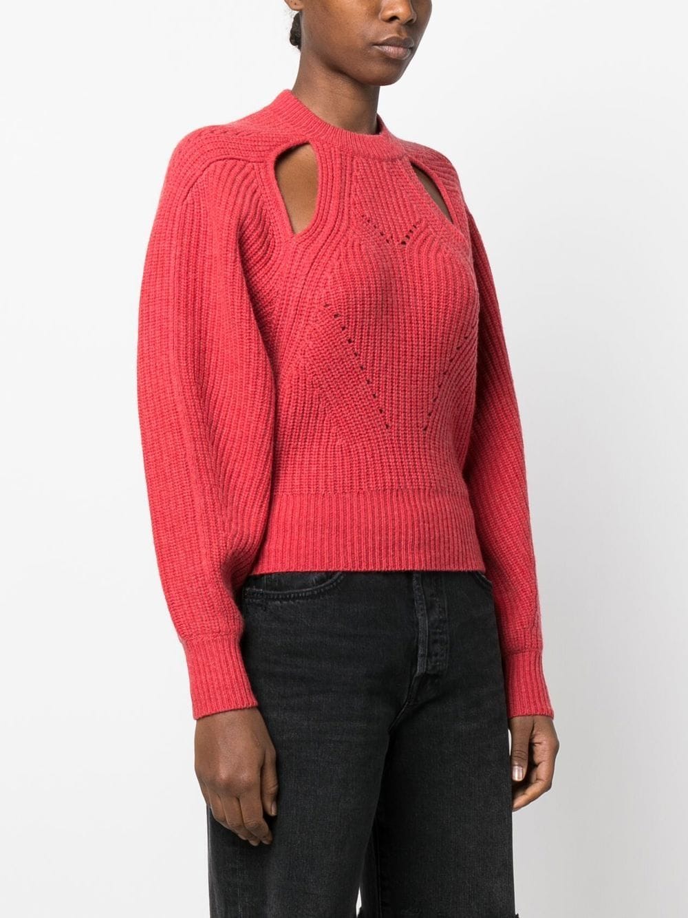 Shop Isabel Marant Ribbed-knit Cut Out Jumper In Red