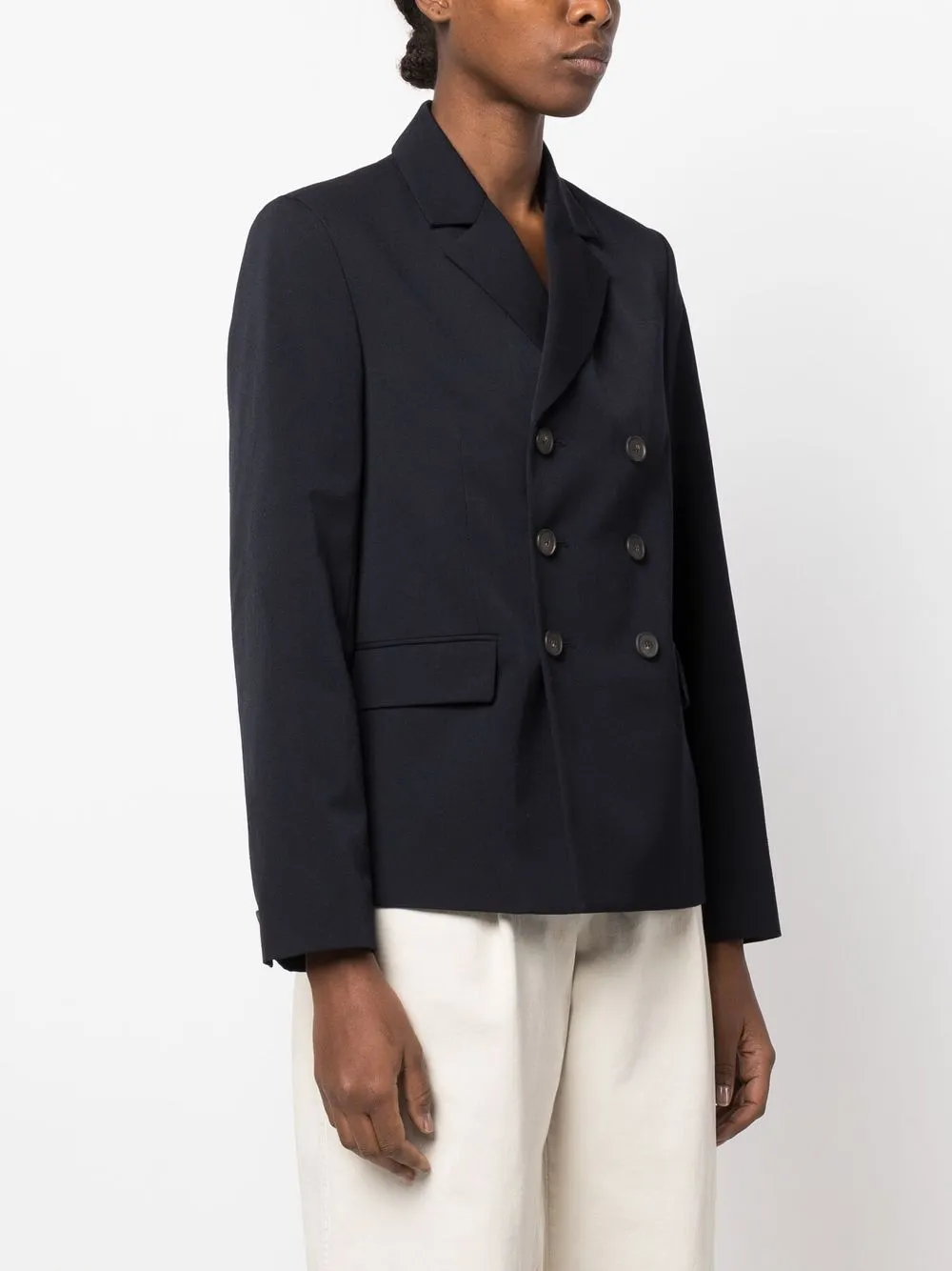 Shop Apc Double-breasted Jacket In Blue