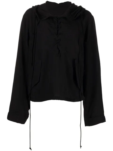 Yohji Yamamoto hoodie con agujetas