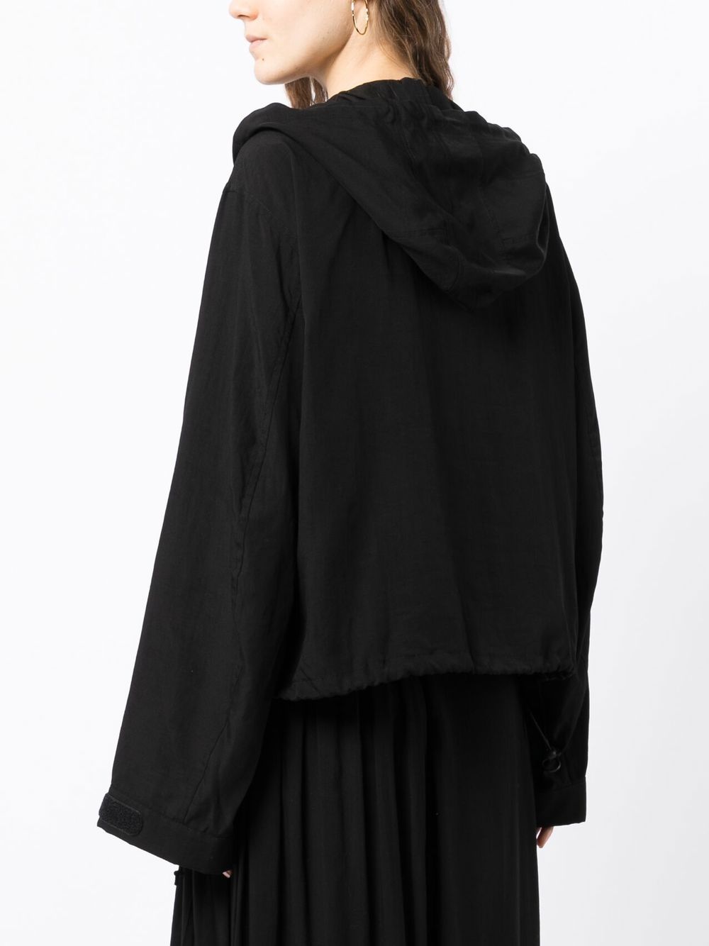Shop Yohji Yamamoto Lace-up Hoodie In Black