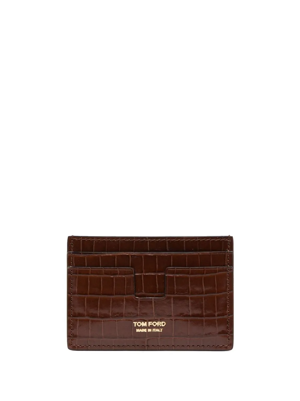 

TOM FORD logo print leather cardholder - Brown