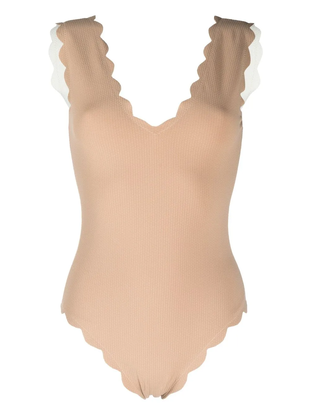 

Marysia scalloped-edge detail swimsuit - Neutrals