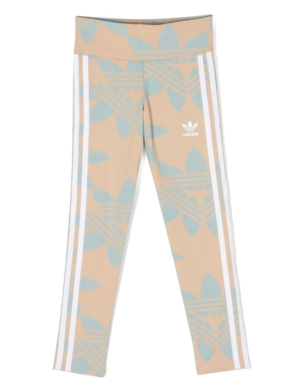 Adidas Originals Kids' All Over Logo-print Leggings In Brown