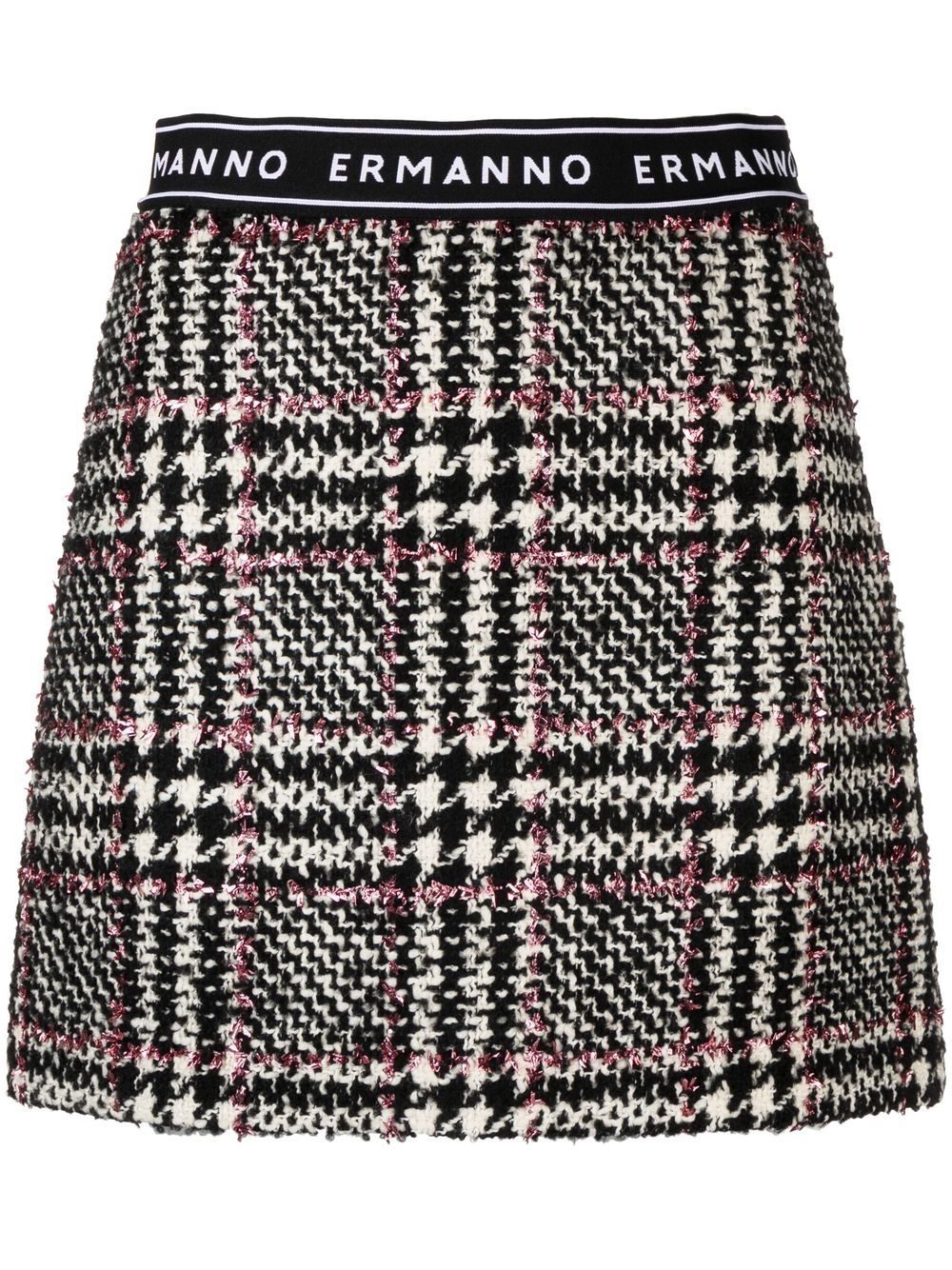 

ERMANNO FIRENZE checked logo-waistband mini skirt - White