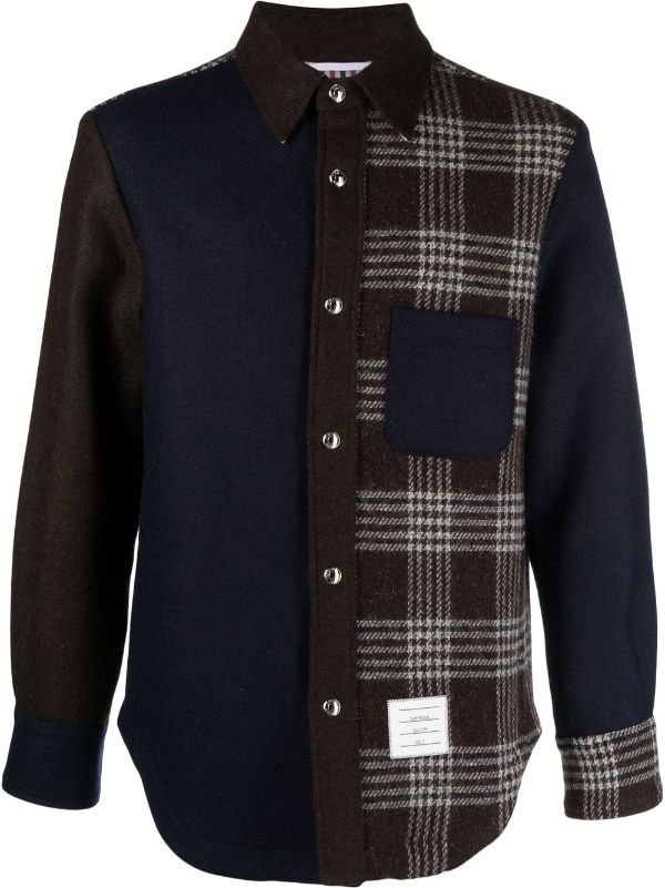 Thom Browne plaid-check Print Panel Shirt Jacket - Farfetch