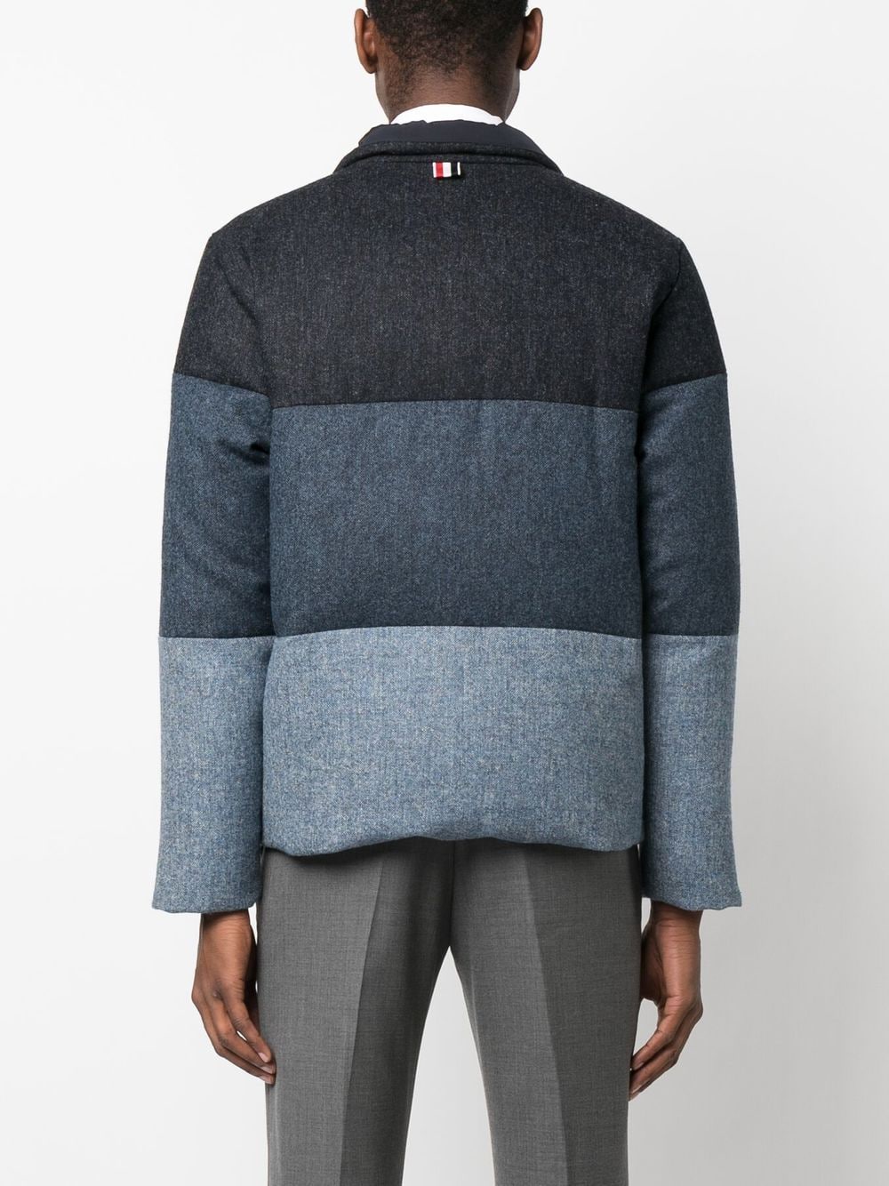 Shop Thom Browne Colour-block Panel Padded Jacket In Blue