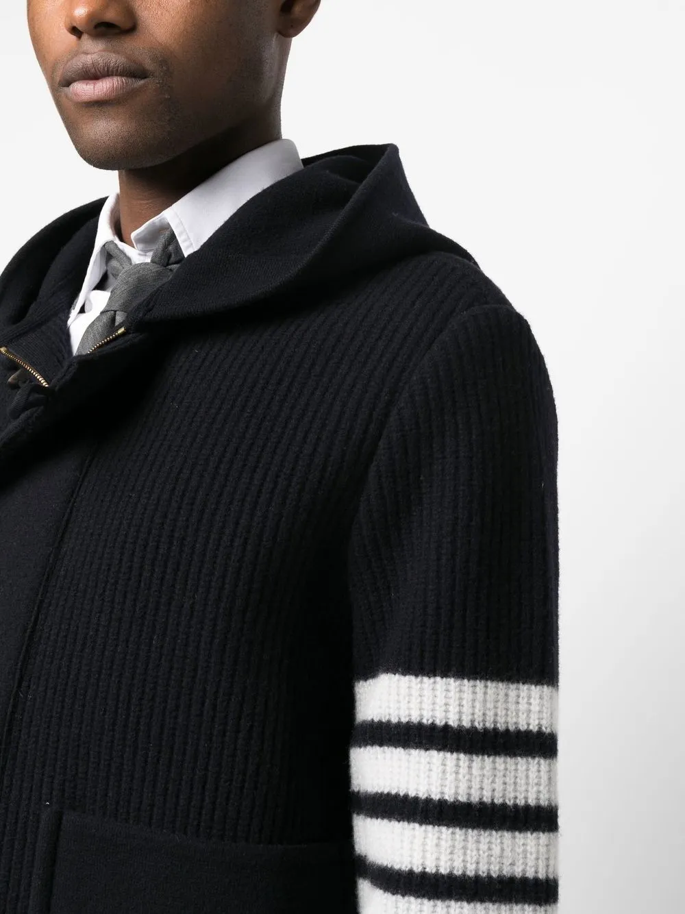 Thom Browne virgin-wool Hooded Duffle Jacket | Blue | FARFETCH