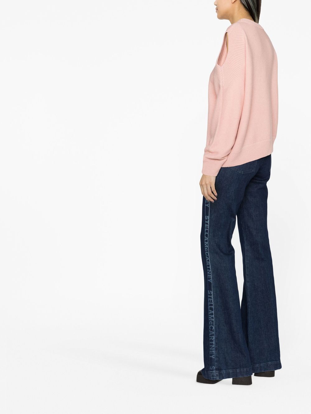 Shop Stella Mccartney Asymmetric Cold-shoulder Cashmere Jumper In Pink