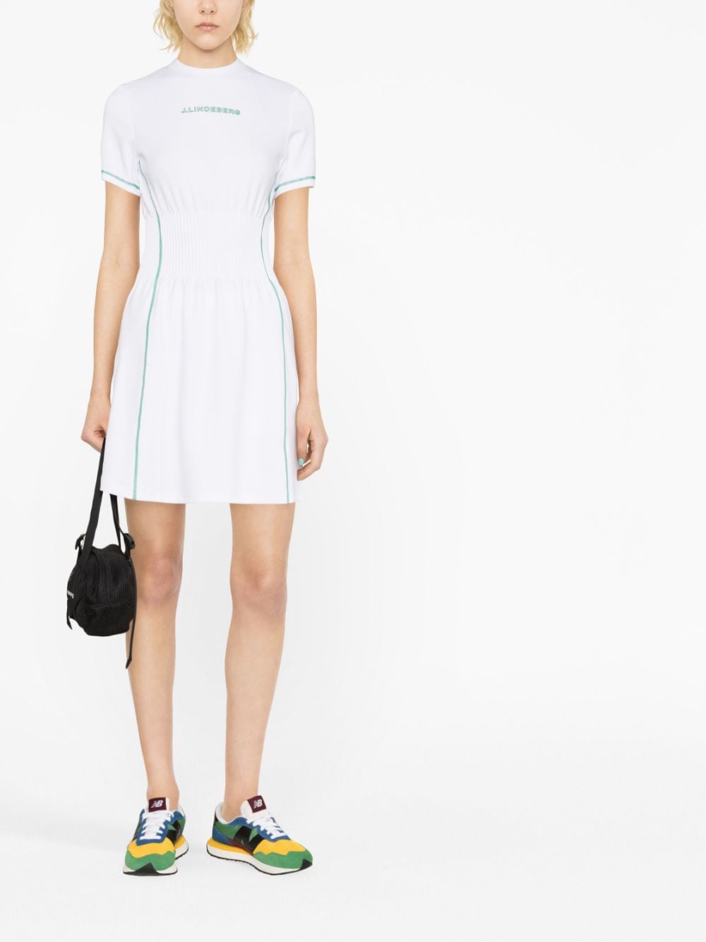 Shop J. Lindeberg Krystal Flared Minidress In White