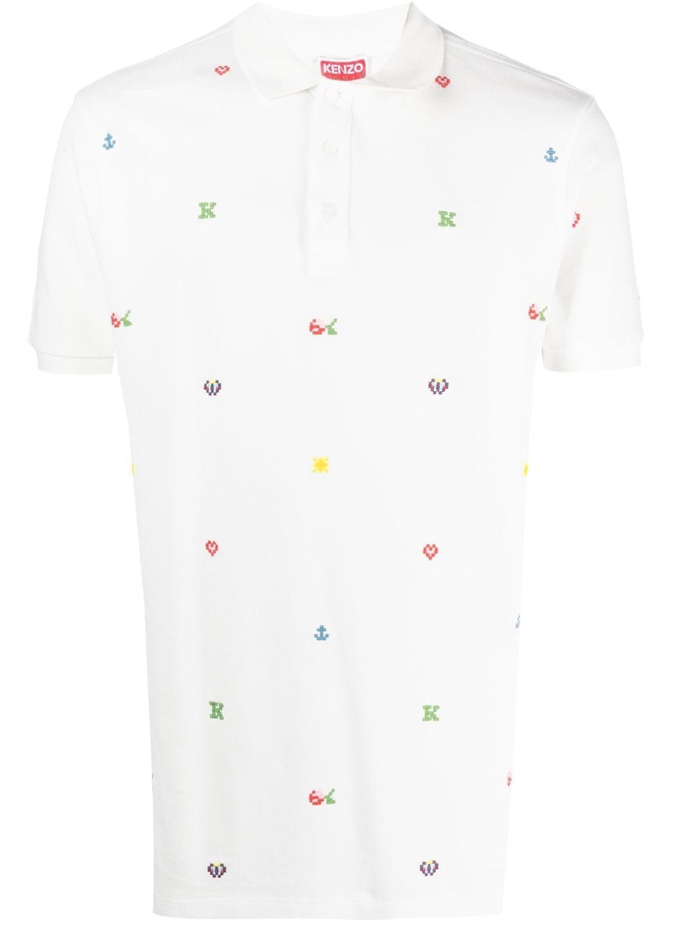 Shop Kenzo Pixel Slim Fit Polo Shirt In White