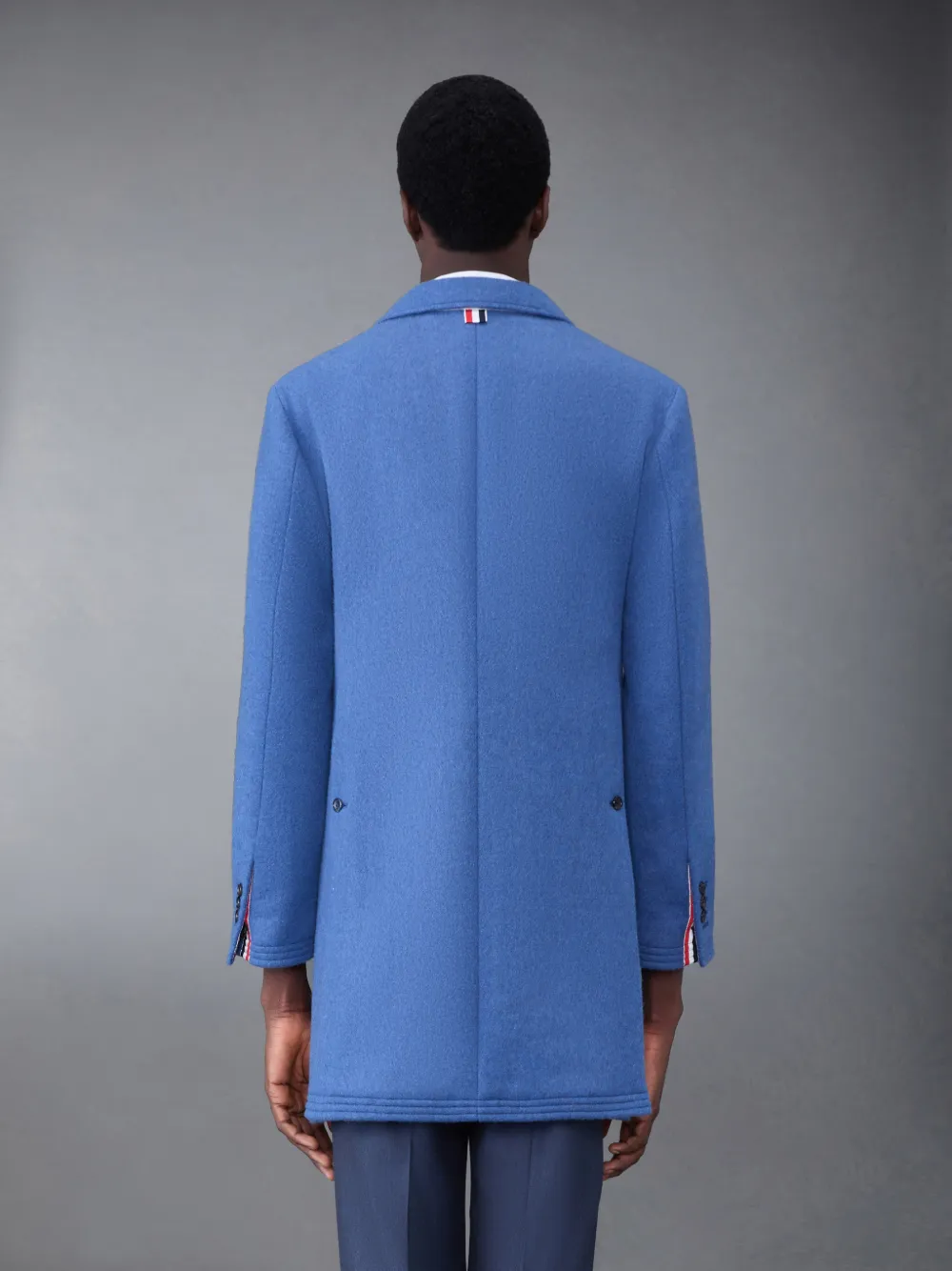 Thom Browne Military Weight Cashmere Classic Chesterfield Overcoat In Blue