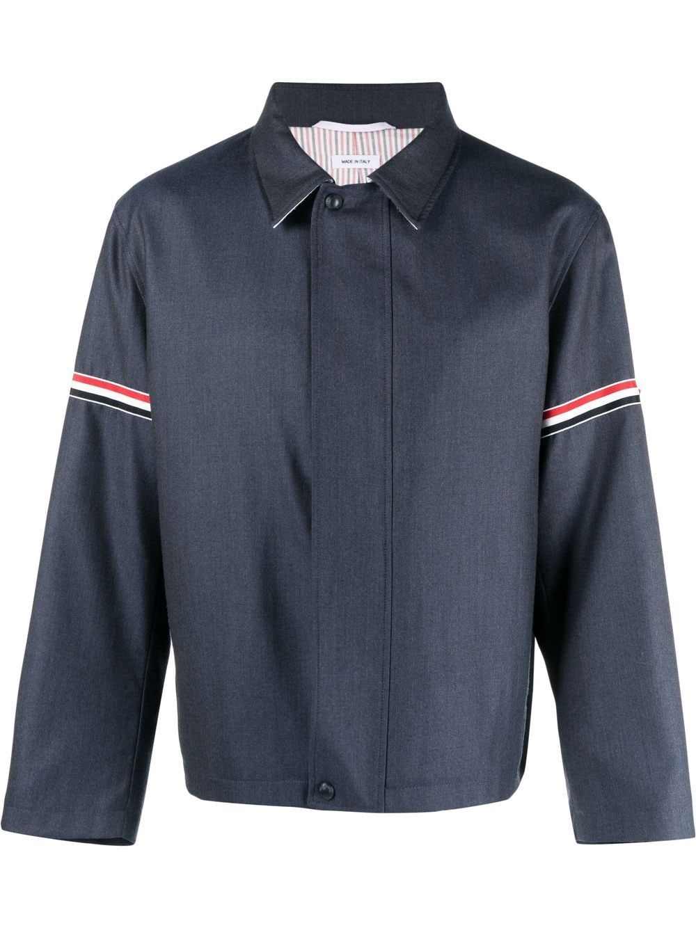Image 1 of Thom Browne signature-stripe detail shirt jacket