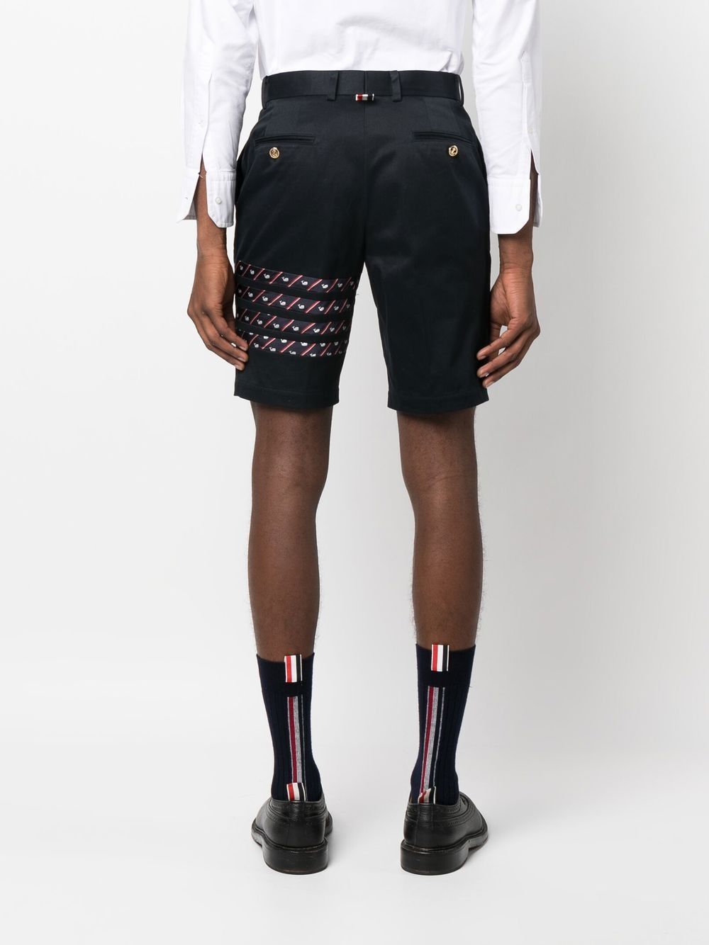 Shop Thom Browne Icon 4-bar Tailored Shorts In Blue