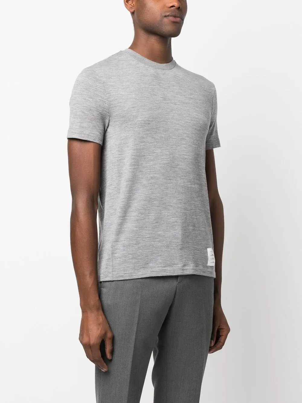 Shop Thom Browne 4-bar Wool T-shirt In Grey