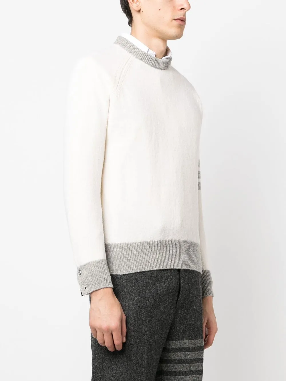 Thom Browne 4-bar Wool Crewneck Jumper In Neutrals