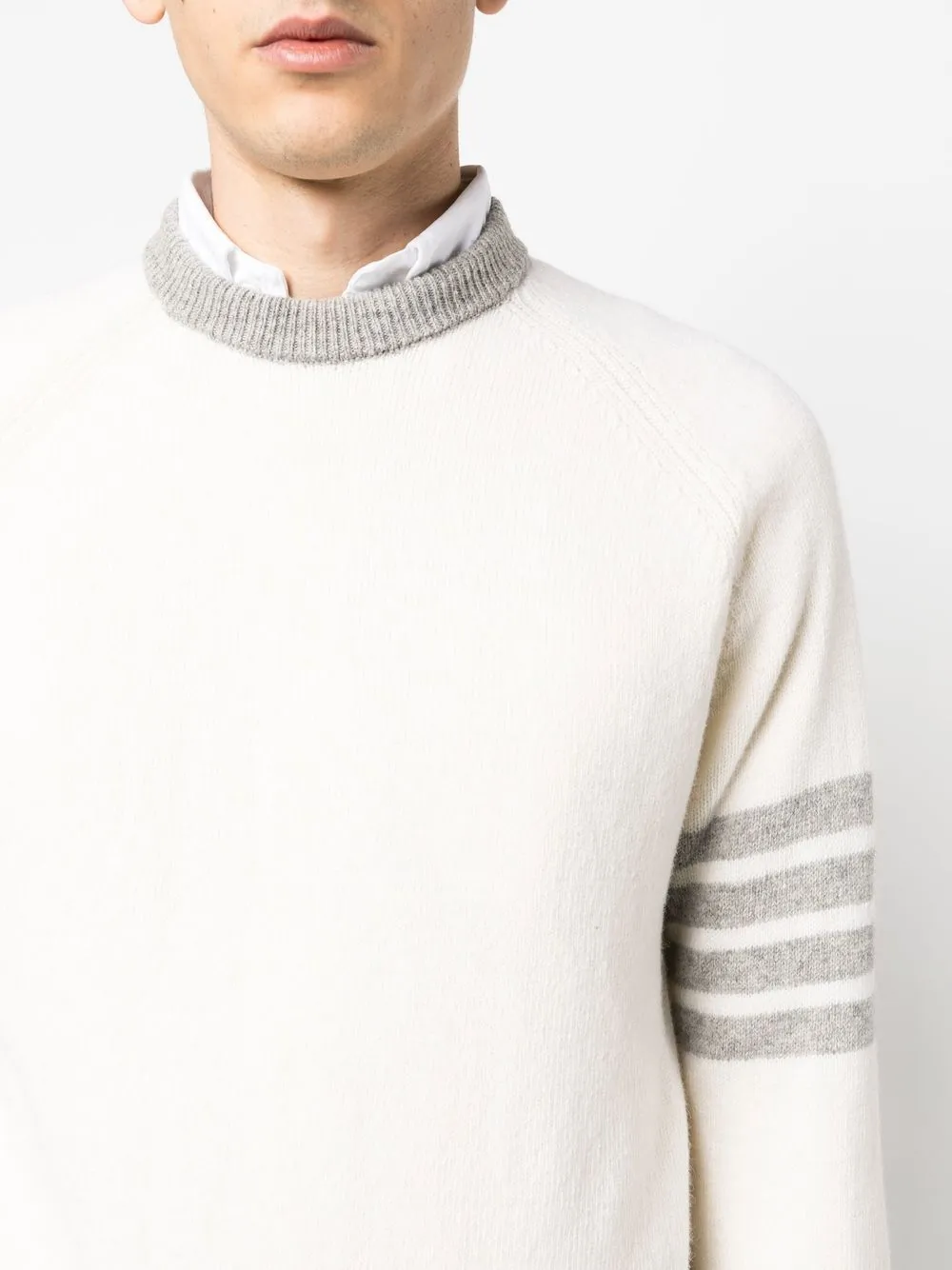 Thom Browne 4-bar Wool Crewneck Jumper In Neutrals