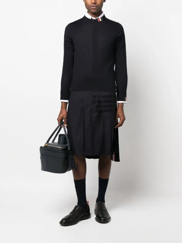 Thom Browne Jersey Stitch Crew Neck Jumper | Blue | FARFETCH JO