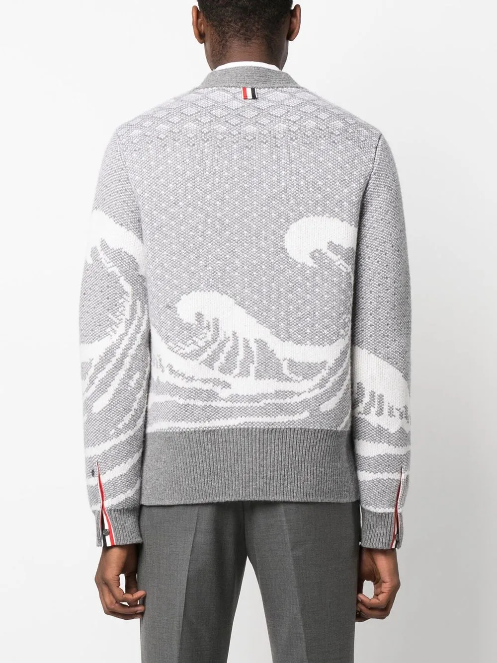 Thom Browne ウェーブパターン カーディガン | グレー | FARFETCH JP